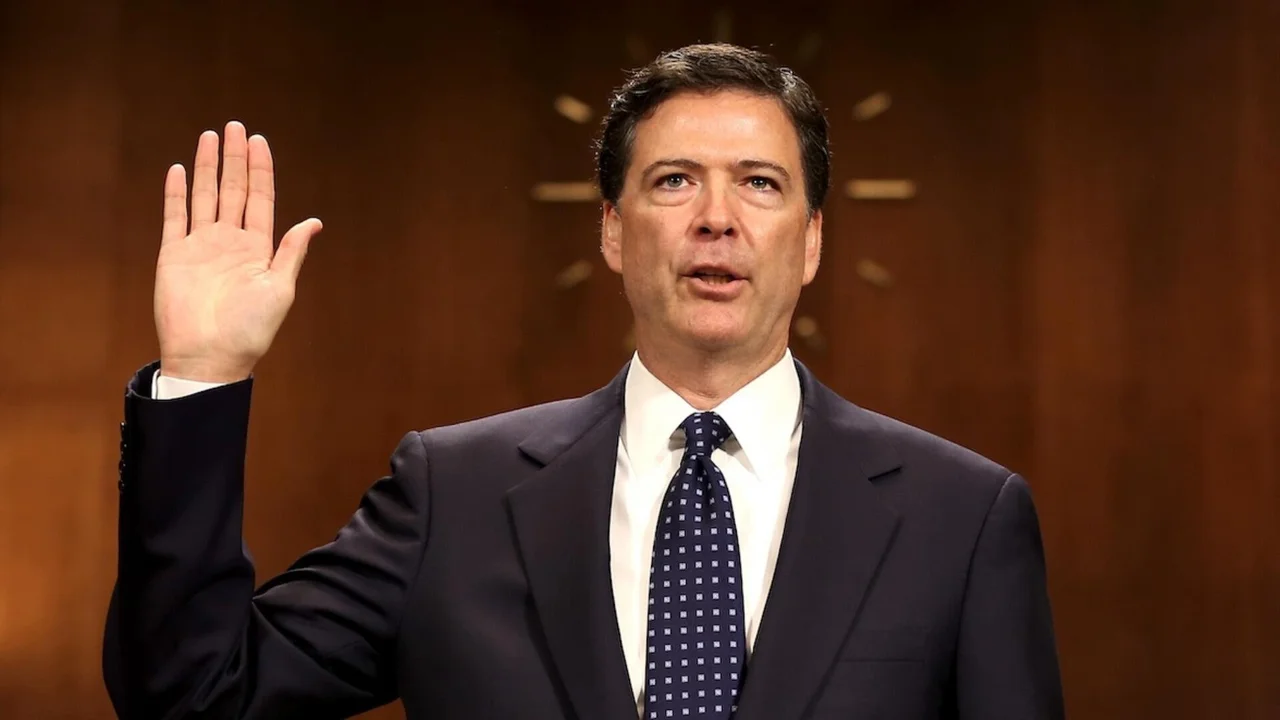 Former FBI Director James Comey testifying before Congress representing the federal subpoena issued by Miami prosecutors in 2026 DOJ investigation
