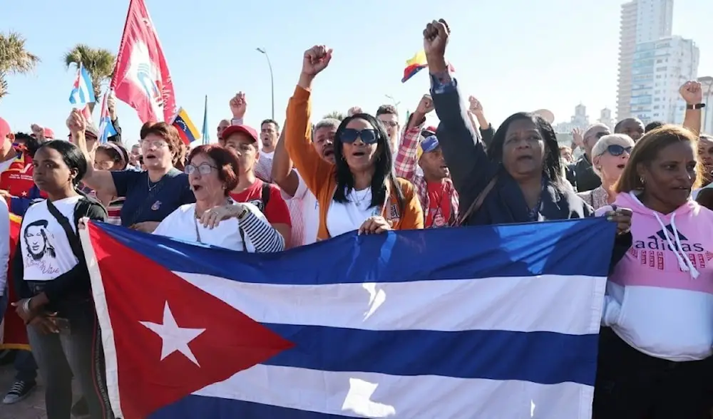 March outside the US Embassy in Havana to protest US policy in the area