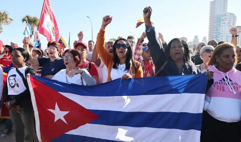 March outside the US Embassy in Havana to protest US policy in the area