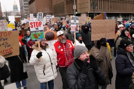 Peaceful protesters gathered in Denver with signs opposing ICE operations