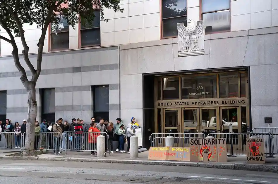 Immigration court hallway at 26 Federal Plaza New York City where ICE agents arrested migrants under misapplied May 2025 guidance in African Communities Together v. Lyons