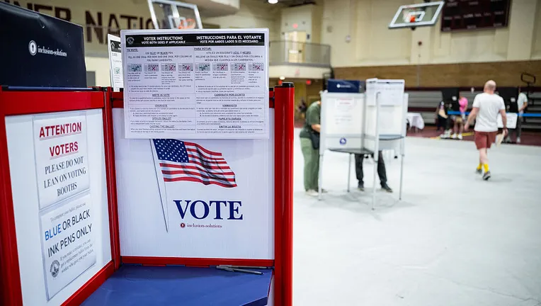 A voter casts a ballot at a polling station in South Carolina