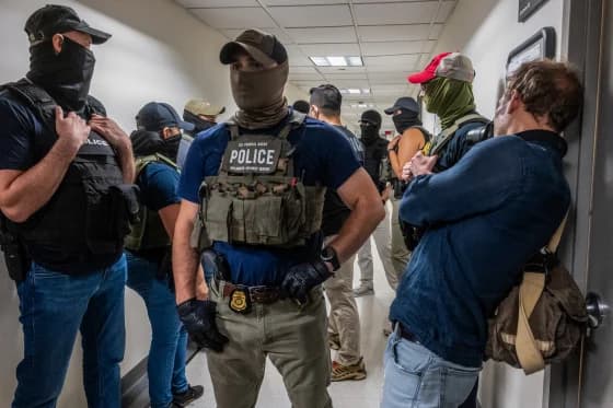 Exterior of a federal immigration court building in New York City where ICE agents have been arresting attendees in 2026