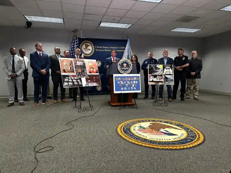Law enforcement officers during Louisiana gang and drug crackdown operation