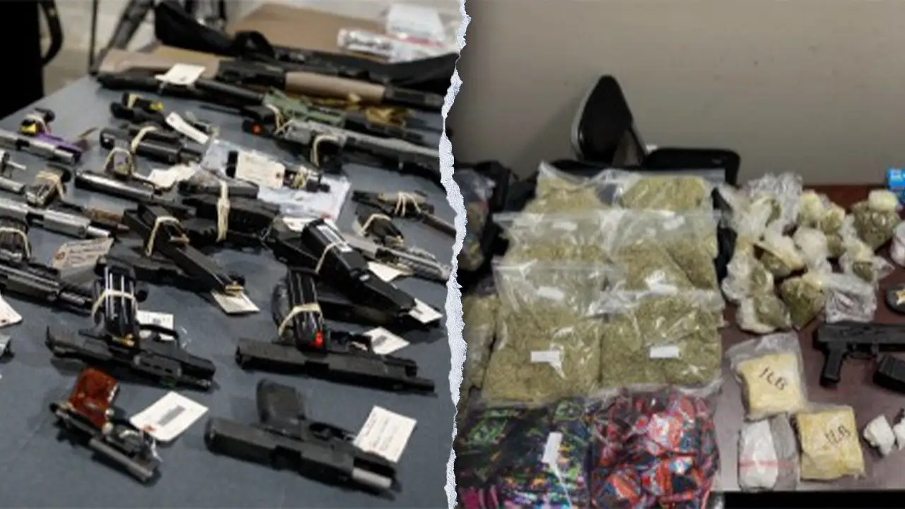 Guns, drugs, and currency seized by FBI Honolulu Field Office displayed during Operation Spring Cleaning results announcement
