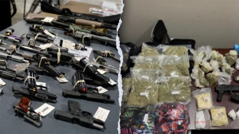 Guns, drugs, and currency seized by FBI Honolulu Field Office displayed during Operation Spring Cleaning results announcement