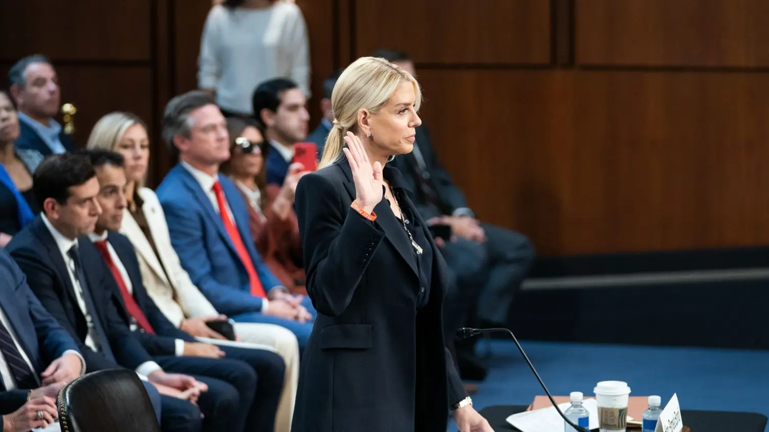 House Oversight Committee hearing room where Attorney General Pam Bondi is scheduled to give a sworn deposition on April 14 over Jeffrey Epstein files