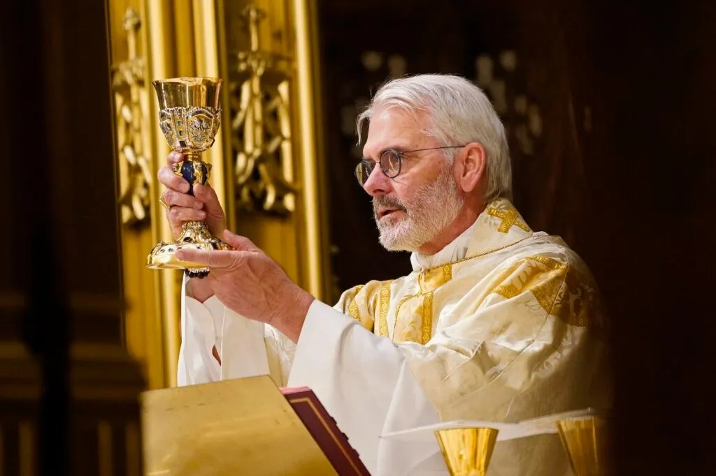 Pope Leo XIV addressing crowd with US-Russia nuclear treaty document overlay
