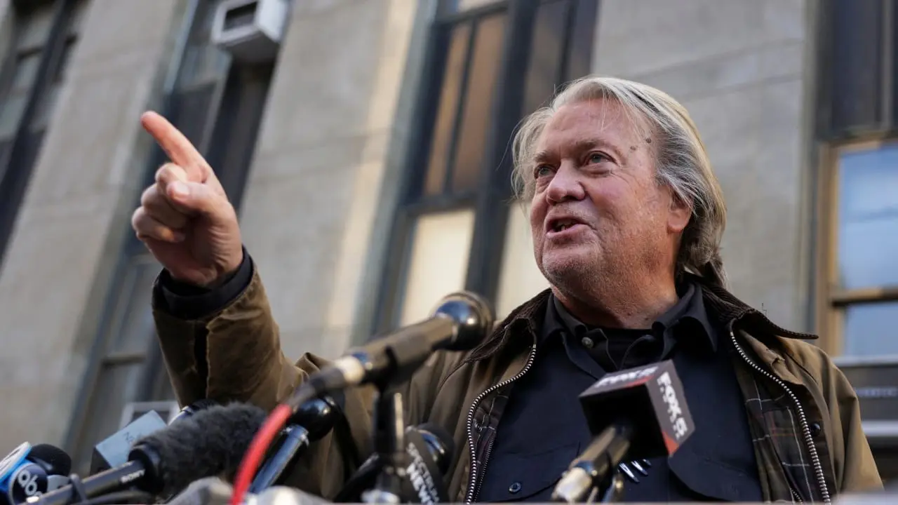 Steve Bannon speaking at a public event